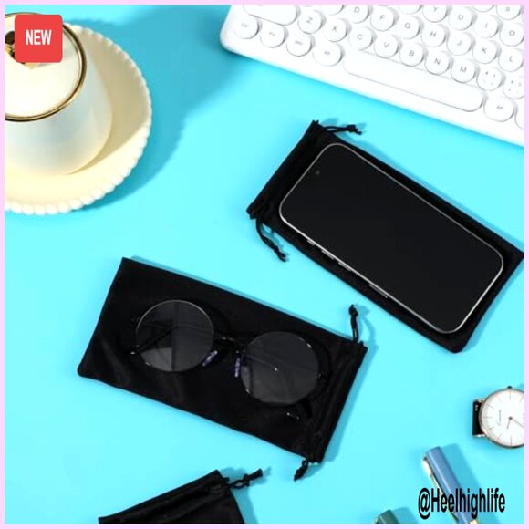 200 Pack Microfiber Glasses Cases with Drawstring Closure